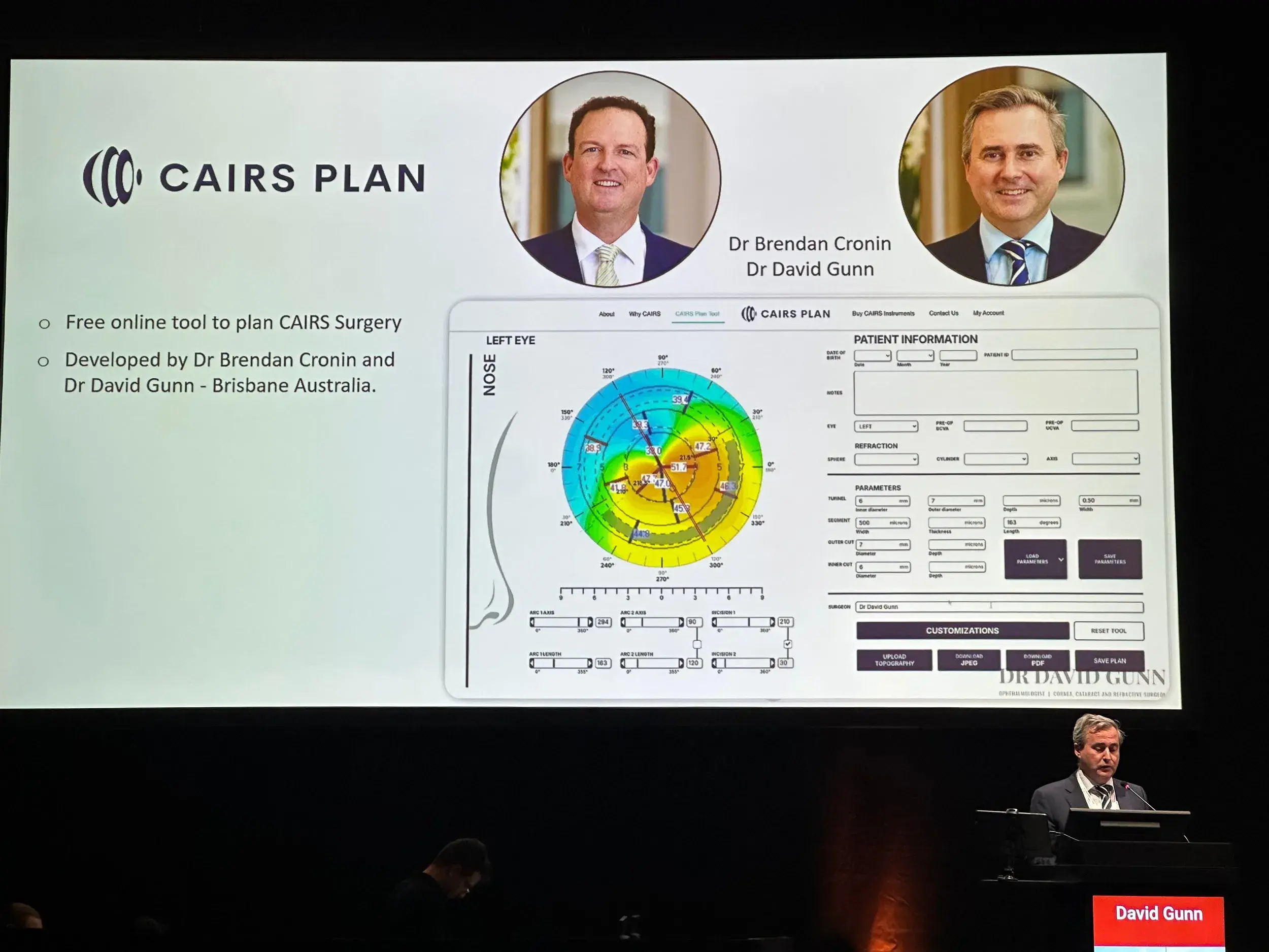 Presentation slide with CAIRS Plan tool and speaker discussing it.